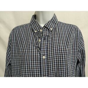 Nat Nast Size M Long Sleeve Blue Check Plaid Button Down Casual Shirt Pocket...
